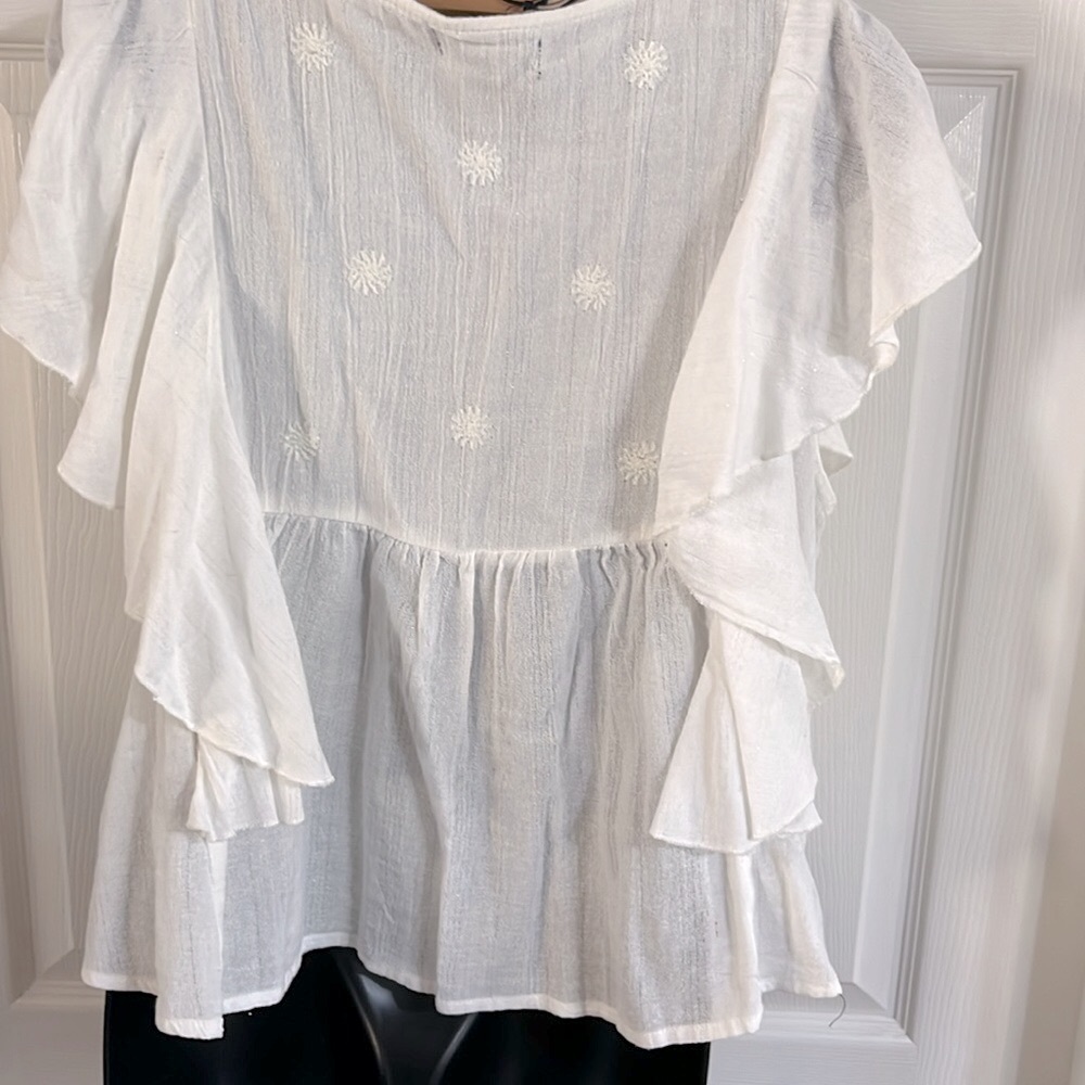 Rachel Roy off white Boho type short top, size Large, NWT. - Picture 5 of 8